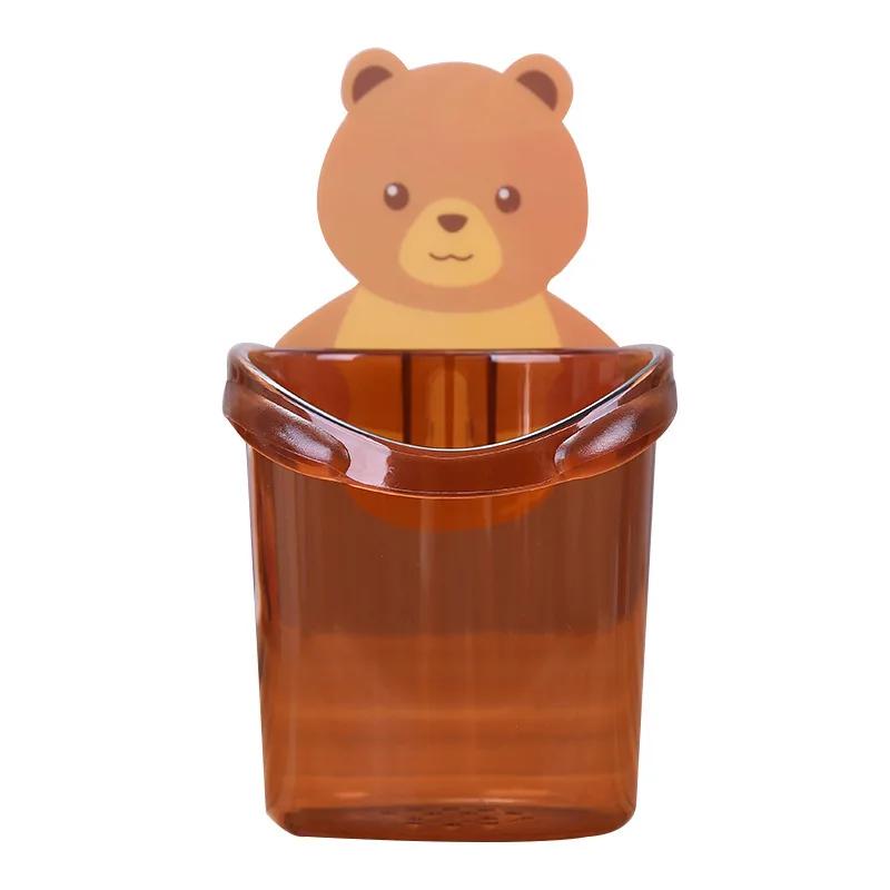 

Настенный держатель для зубных щеток Bear, стойка для хранения без дырокола, органайзер для принадлежностей для ванной комнаты, аксессуары для ванной комнаты кофейный