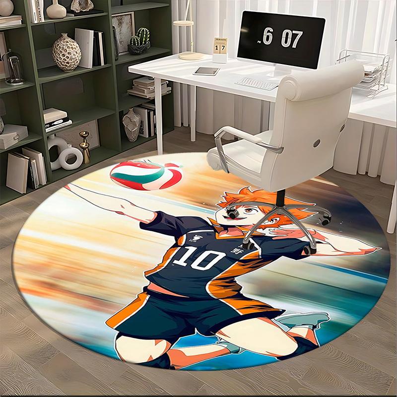 1pc Haikyuu Kageyama Tobio Volleyball Anime Design Round Carpet - Office Chair Mat