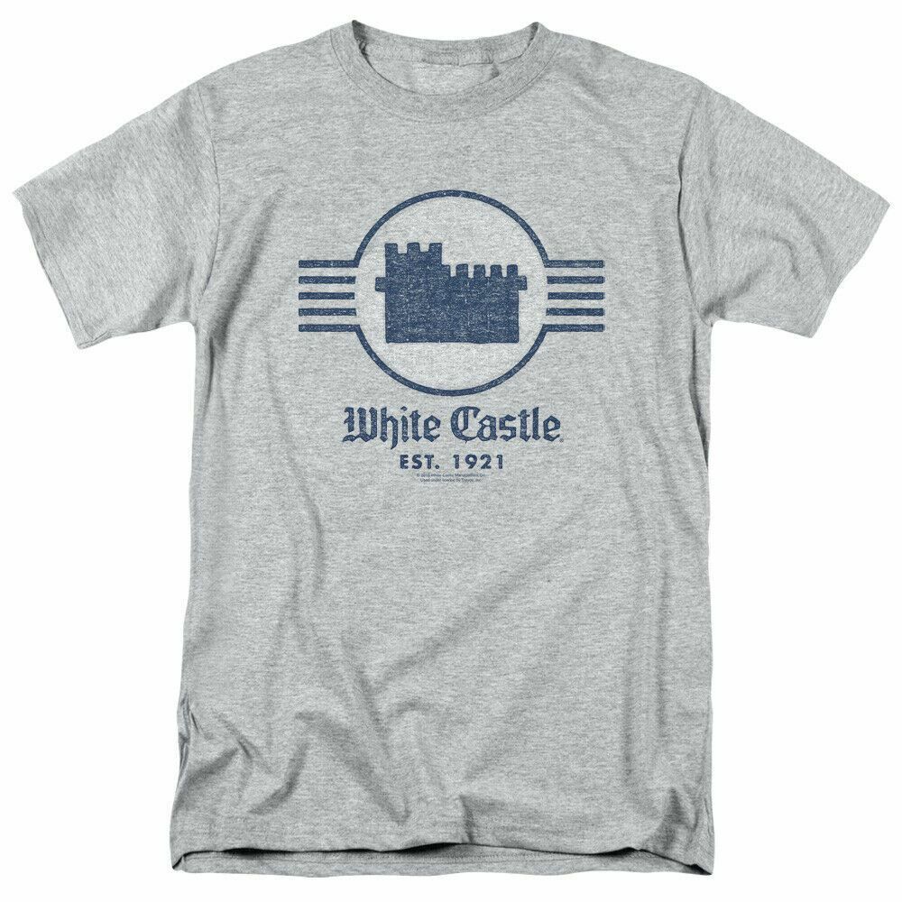 Unisex Shirt Cotton Oversize Large Size White Castle Emblem T Shirt Mens Licensed Hamburger Tee Sport Gray