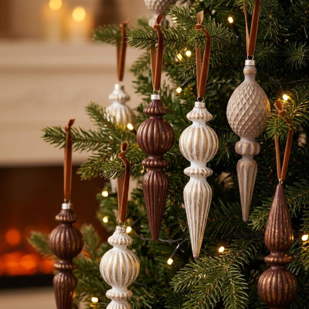 Plastic Christmas Tree Icicle Hanging Baubles Antique Style Xmas Balls Hanging Pendants  New Year
