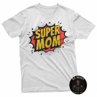 Super Mom Bold Text T-Shirt