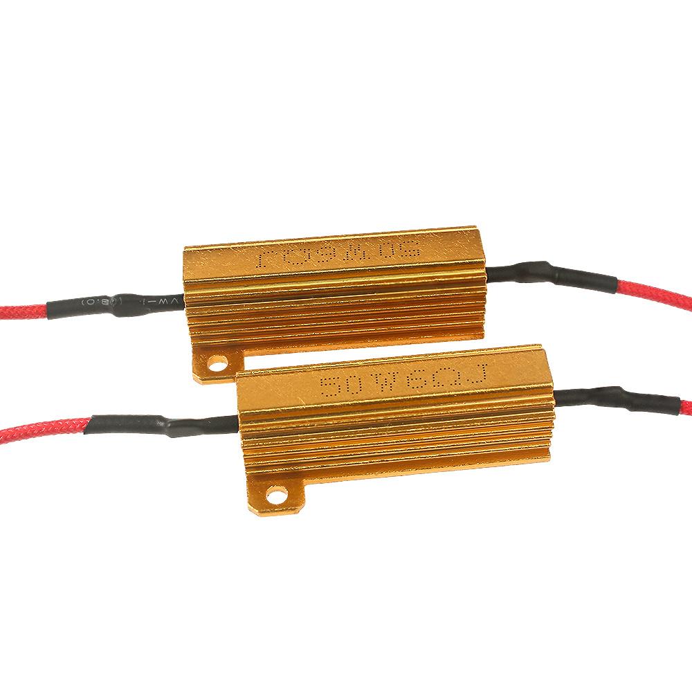 2 Set 12v Load Resistor 25W 50W Aluminum Shell Power Resistor 6ohm 8ohm for Car Turn Signals Light Indicator LED Flash