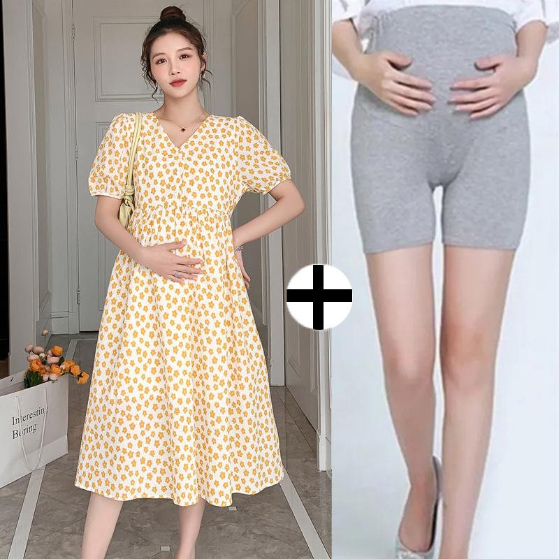 Maternity Clothes Summer New Breastfeeding Floral Skirt Small Pregnant Mother Cover Belly Do Not Show Pregnancy Wear Versatile Suit
