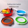 Collapsible Draining Basket with Handle for Washing Fruits and Vegetables, Kitchen Storage, Retractable Water Separator Basket