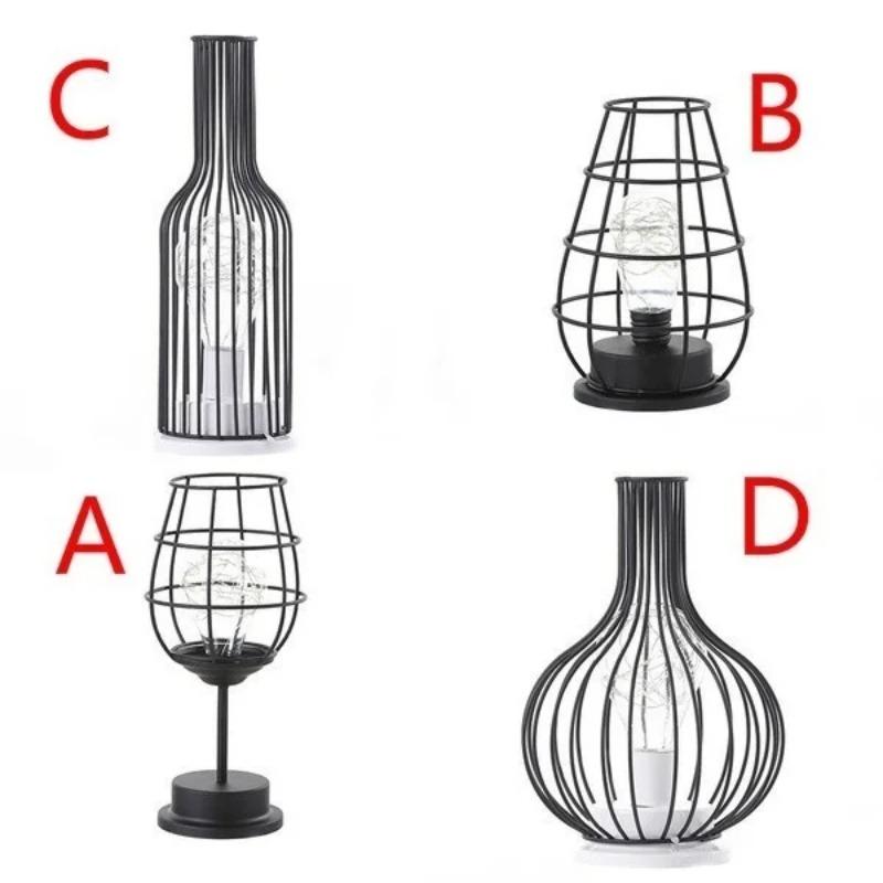 1 Pcs Retro Hollow Iron Table Lamp Creative Festive Desk Reading Light Night Light Bedroom Home Decor Lighting Fixture