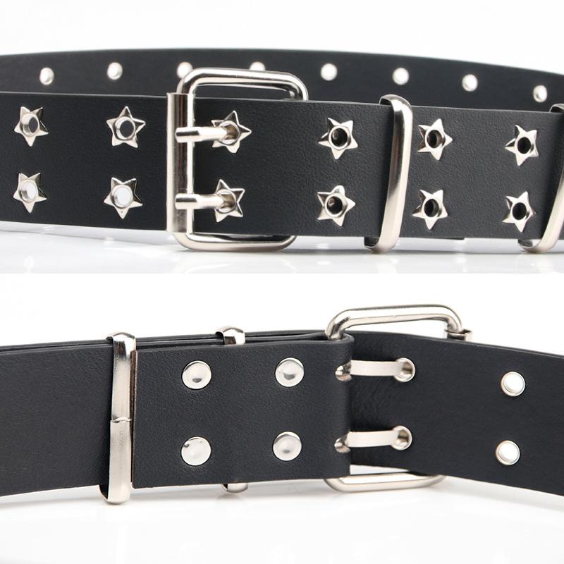 New Korean version of pentagram double exhaust eye belt personality punk style fashion versatile jeans suit belt women