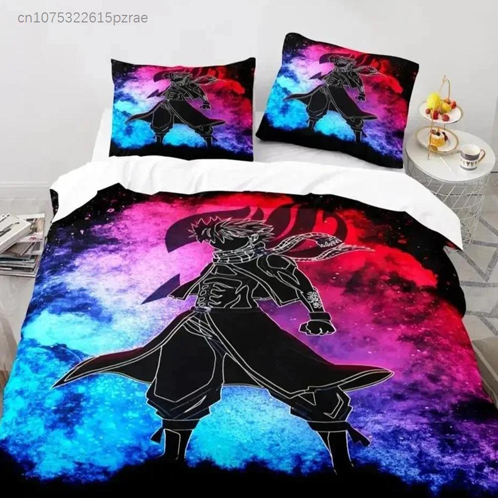 3D Print Fairy Tail Anime Natsu Bedding Set Duvet Cover Bed Set Quilt Cover Pillowcase Comforter King Queen Size Boys Adult