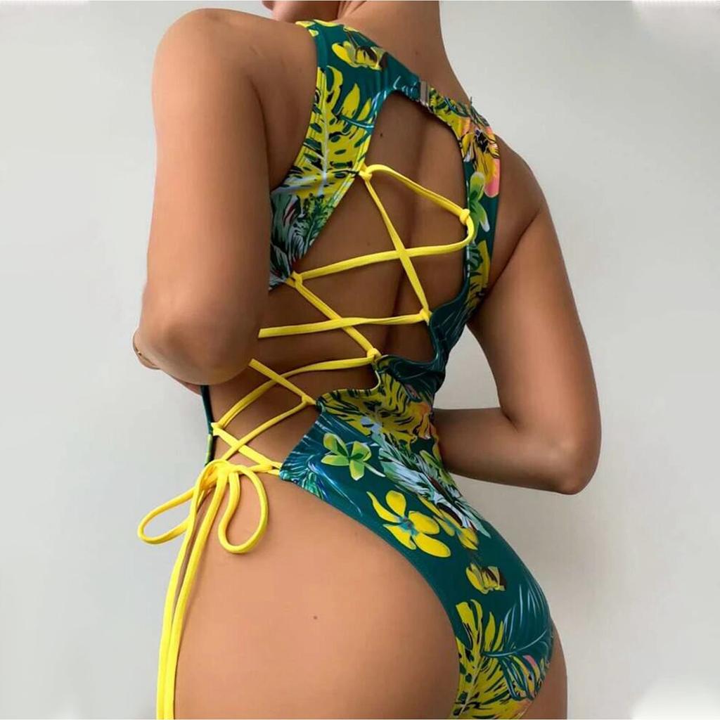 Fashion Women's Sexy Cross Bandage Backless Temperament Beachwear Bikini Swimsuit