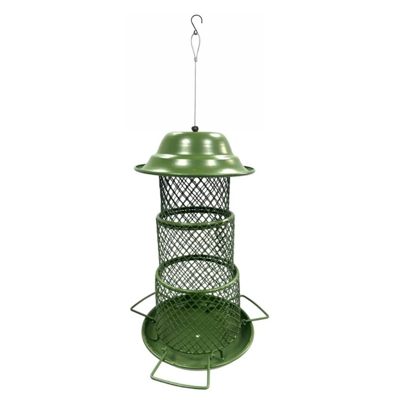 Squirrels Proof Outdoor Bird Feeder Metal Construction Feeding Ports Weatherproof Roof Design For Finches