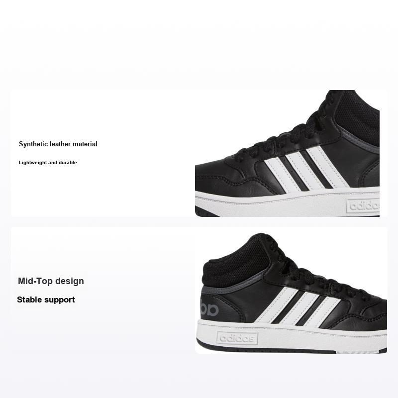 Кроссовки Adidas Hoops Mid J Черно-белые Детские Core-Black Cloud-White Grey-Six GW0402 40
