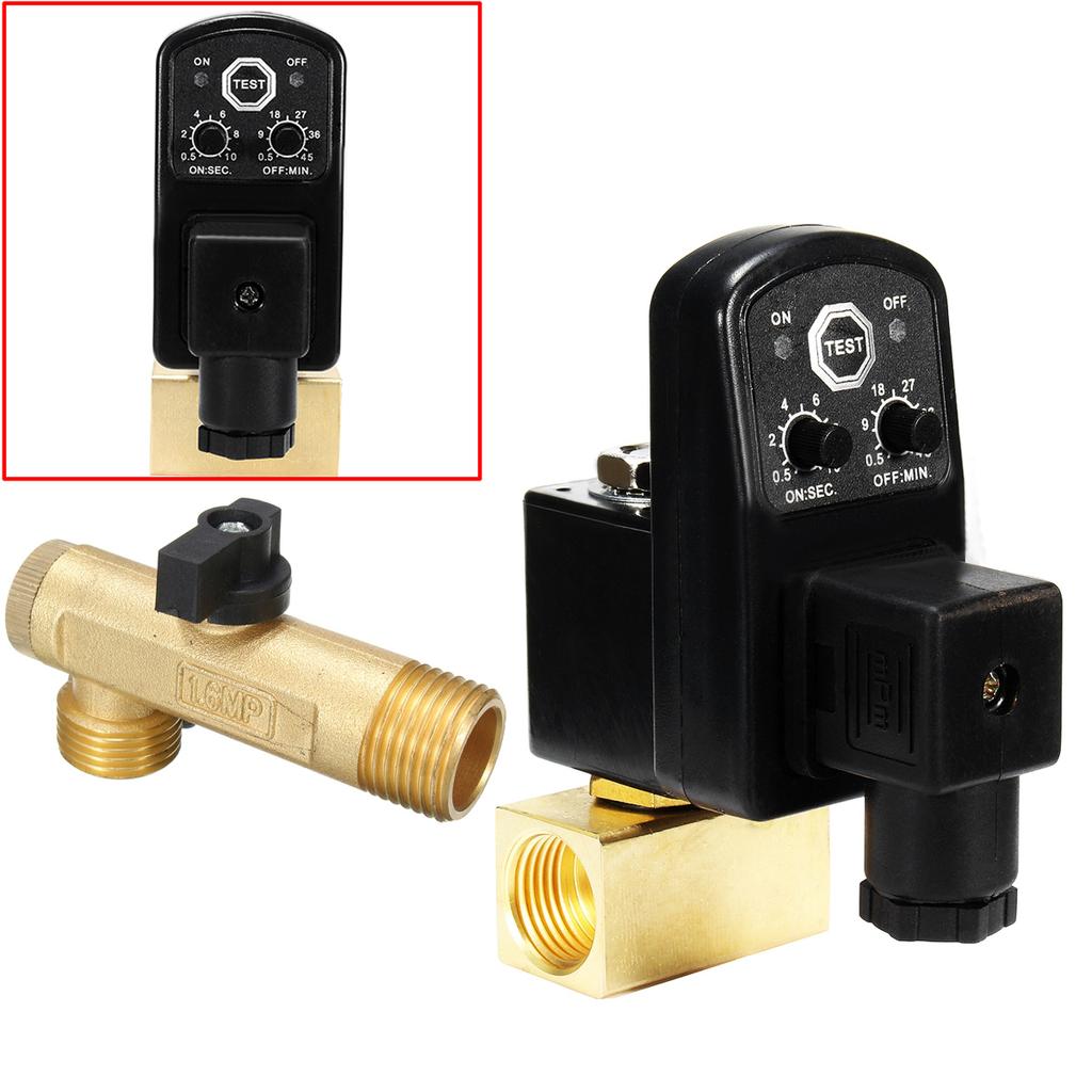 1pc 1/2" Drain Valve Electronic Timed Air Compressor Gas Tank Automatic 2-way Drain Valves For Filters Air Cylinders