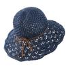 Straw UV Protection Wide Brim Sun With Actress Sun For Navy Blue [LONTG] Hat, Hat, Women's, Hat, Hat, Handmade, Ribbon, Hat, Breathable, Cool,