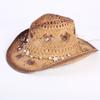 Popular European and American Classic Hollow Western Cowboy Hat Men's and Women's Fashion Vacation Breathable Sunshade Straw Hat