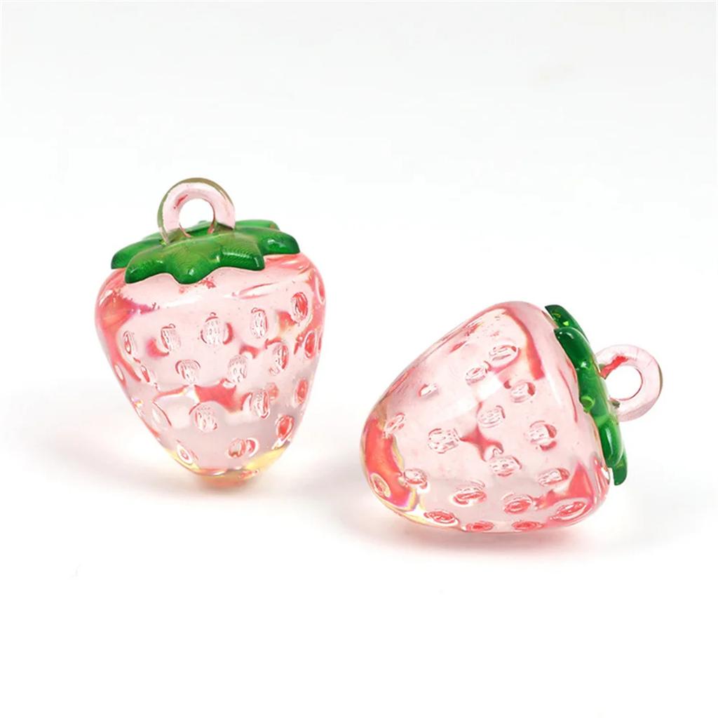CH57 5Pcs Acrylic Fruit Strawberry Beads Beautiful Beads Transparent Handmade Diy Necklace Jewelry Handmade Beads Accessories