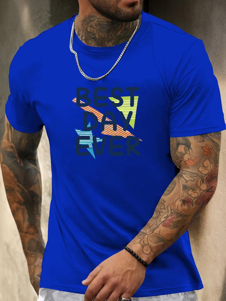 Short Sleeve TShirt BEST DAY EVER Mens 100 Cotton Pattern Printed Shirt Summer Round Neck Breathable Casual Fashion Cool Tee