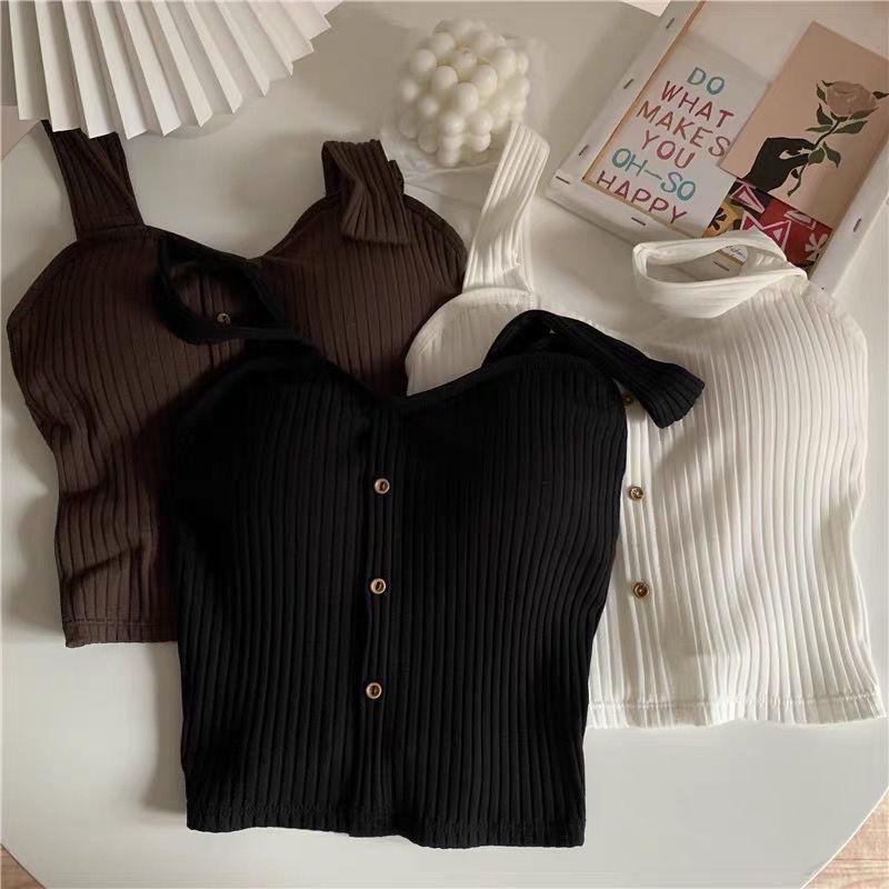 Women's Top with Suspender Vest Summer Bra Pad Bra Bottom Breast Wrap and Beautiful Back