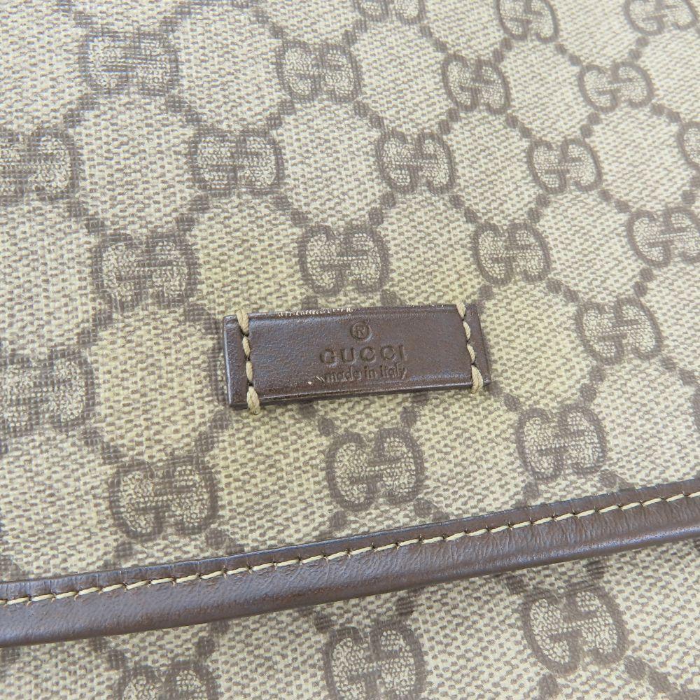 Used GUCCI Shoulder Bag 223666 GG Supreme Canvas/leather beige Dark brown