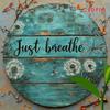 ANRRO Breathing Text Metal Sign Round Animated Inhale Exhale Wall Decor Rustproof Outdoor Garden Farmhouse