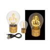 Middle Finger LED Bulb FUCK Rechargeable Battery and On Off Button
