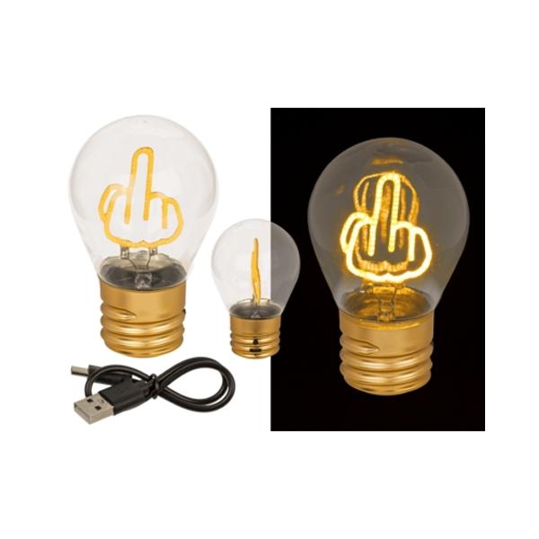 Middle Finger LED Bulb FUCK Rechargeable Battery and On Off Button