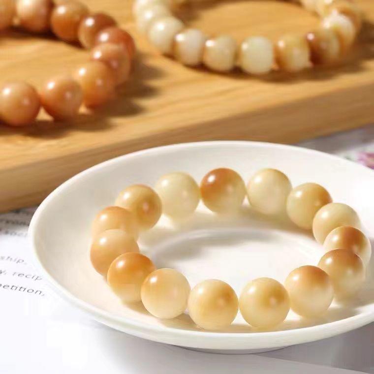 Charcoal Roasted Bodhi Root & White Jade Bracelet for Girls