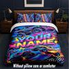 Monster Truck Theme Custom Text Or Name 3Pcs Bedding Set,1 Flat Sheet & 2 Pillowcases Personalized Home Bedding