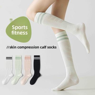 Sports Long Compression Socks, Tennis Socks, Women's Micro-pressure Massage Sole Calf Socks, Summer Thin Fitness Running Socks