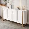 Sideboard Buffet MDF Iron Feet 4 Doors Arch Relief Rounded Corners Push-to-Open Staggered Storage Living Room