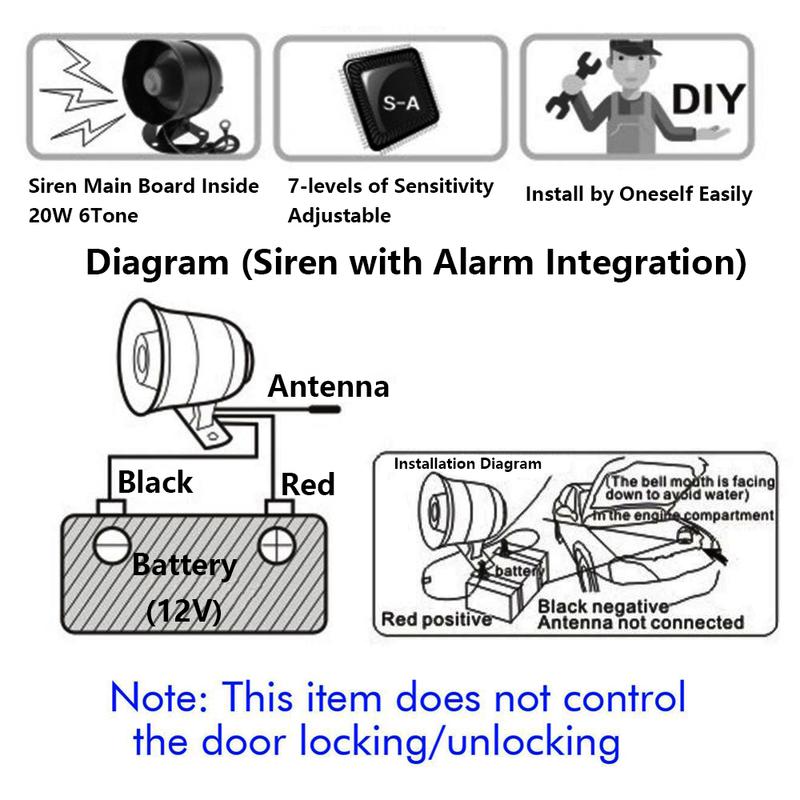 Universal 12V Car Vehicle Security System Burglar Alarm Protection Anti-theft System with 2 Remote Control Wiring Harness