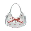 Fashion Bow Handbag for women Sweet Print Metal heart Pendant Underarm pouch Single shoulder Commuting Hand-held Crossbody bag