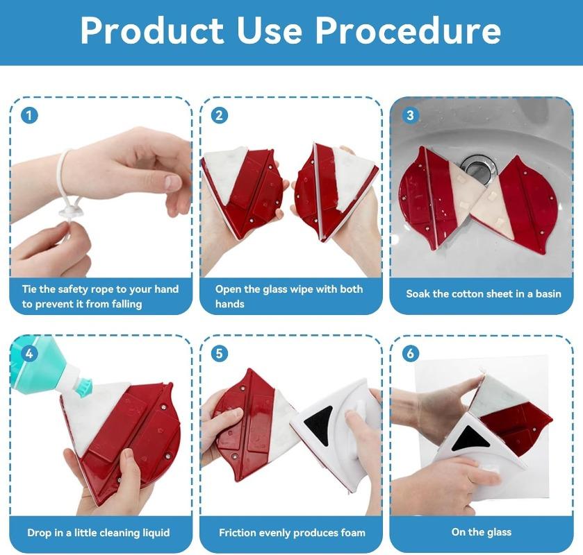 Double-sided Magnetic Glass Cleaning Brush with Strong Magnet for Home High-rise Window Cleaning - Easy To Use and Clean