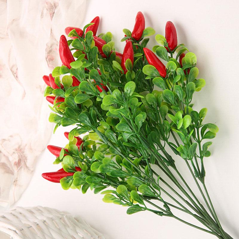 10PCS Artificial Pepper Bouquet Fake Chili Bouquet Simulation Fruits Pepper Bunch Plastic Fake Plant for Home Party