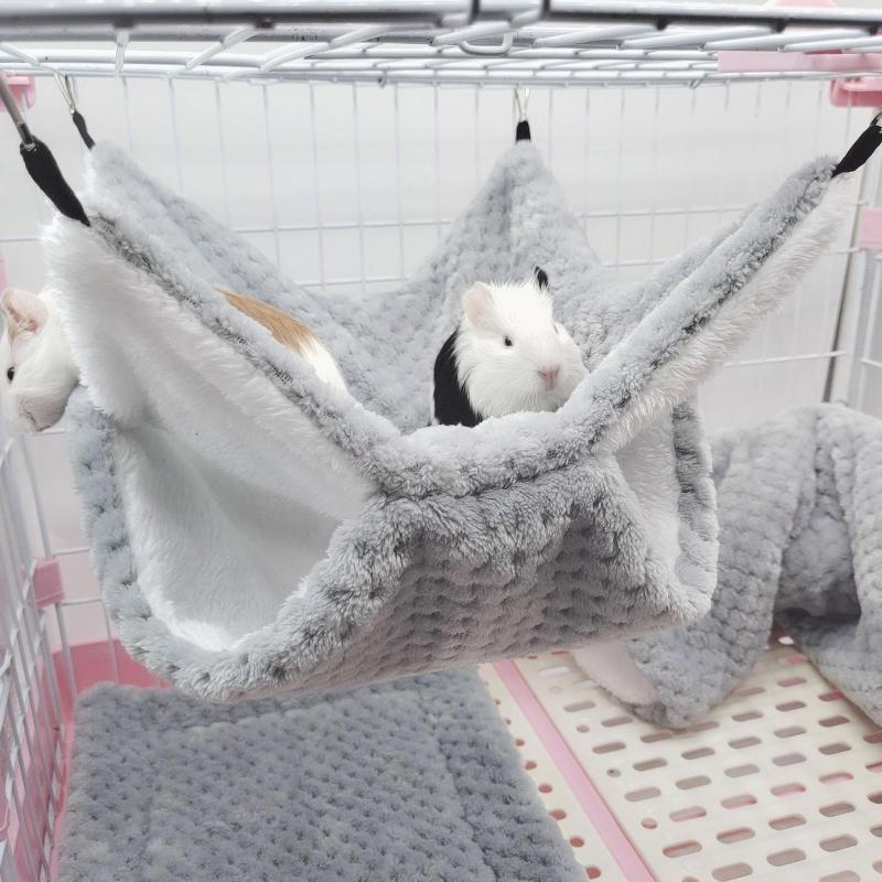 Hamster Hanging Hammock Winter Warm Nest Plush Tunnel Hideout Snuggle Hut to Sleep for Play & Rest Soft Cushion