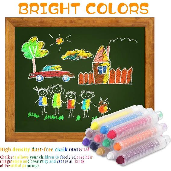 Dustless Chalk, Colored Chalk, for Painting, Blackboard Writing, Office 12 Pcs Color 1