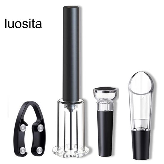 

1 комплект открывалки для бутылок, открывалка для вина под давлением воздуха, пневматическая технология, эффективный инструмент для удаления пробки для домашнего бара чёрный