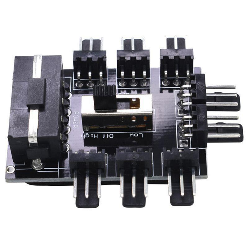 Cooling Fan Hub, 1 to 8, Fan Hub 3-Pin PWM Splitter, Computer Mining Adapter, Cooling Power Supply