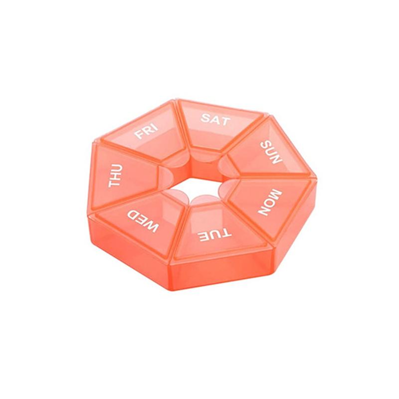 Tragbare 7-Tage-Achteckige Pillendose mit beschrifteten Fächern