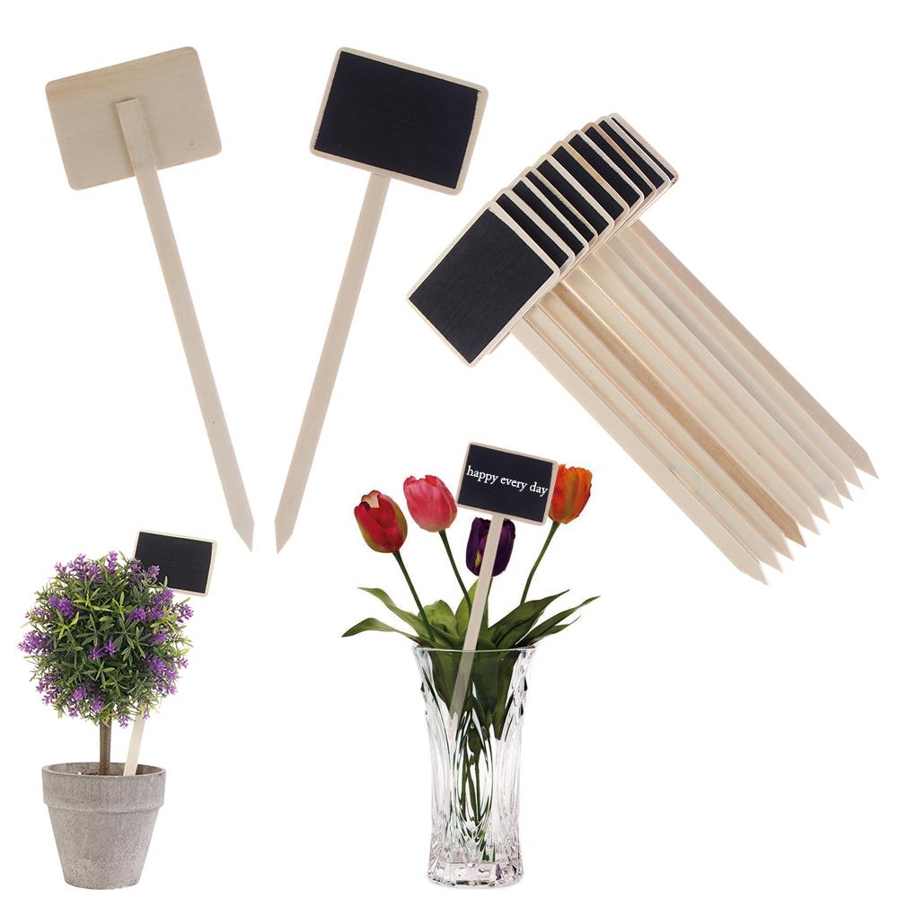 10PCS Mini Marker Greenhouse Garden Tools Plants Tags Wooden Chalkboard Classification Marker