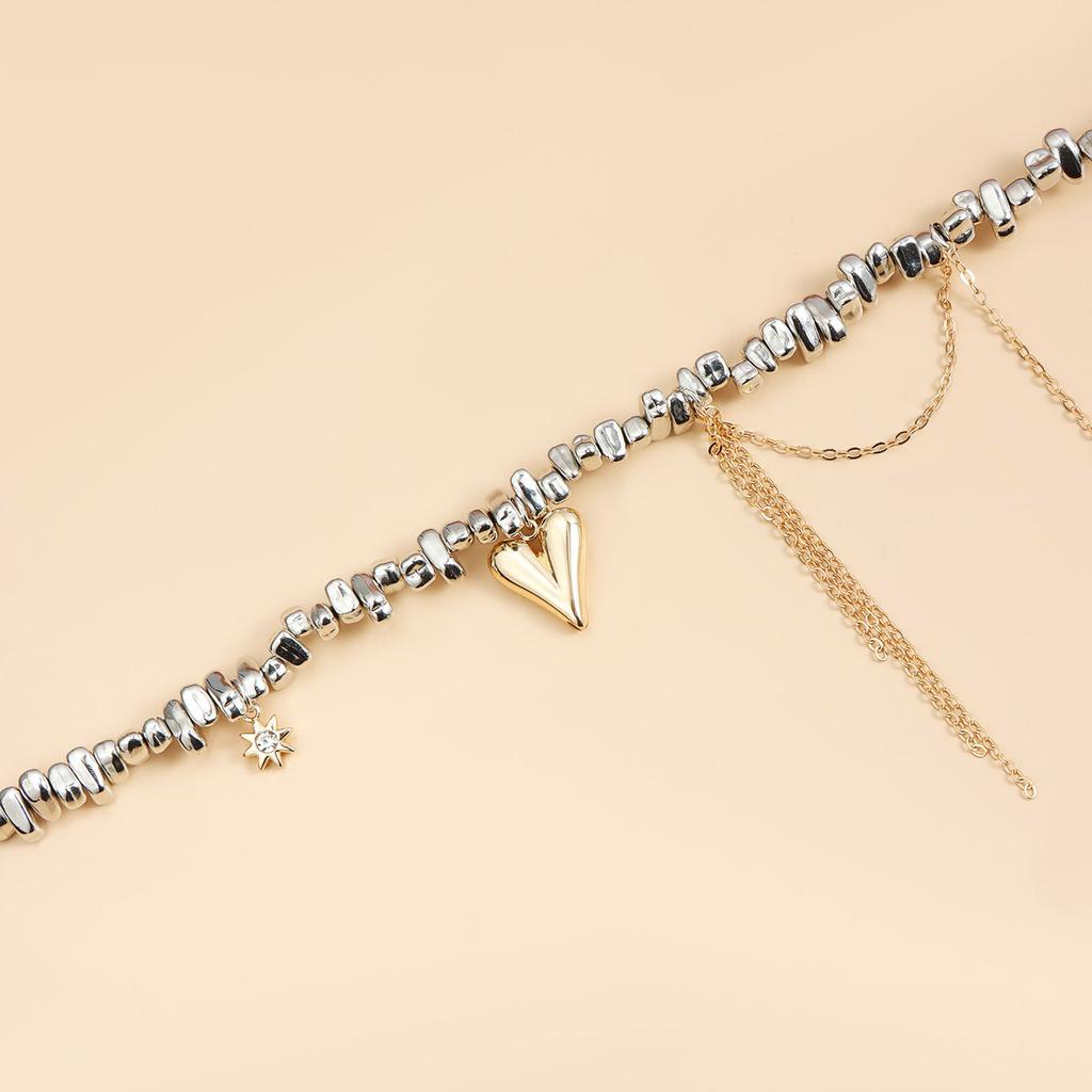 Handmade Beaded Heart Tassels Pendant Necklace Featuring Unique Irregular Designs and Fringe Shape for Fashionable Women