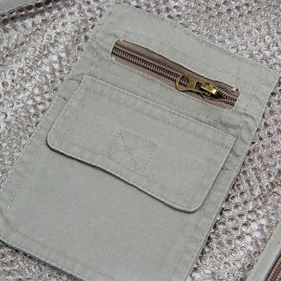 Męska kamizelka jednokolorowa szybkoschnąca, odporna na odkształcenia wielofunkcyjna zapinana na zamek dekolt w kształcie litery V bez rękawów wiele kieszeni oddychająca kamizelka zewnętrzna płaszcz wędkarski