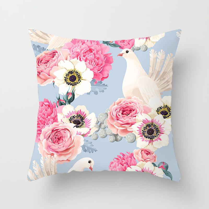 Nordic Style Spring Flower Print Pillowcase Living Room Office Sofa Cushion Cover Home Decor Pillowcase
