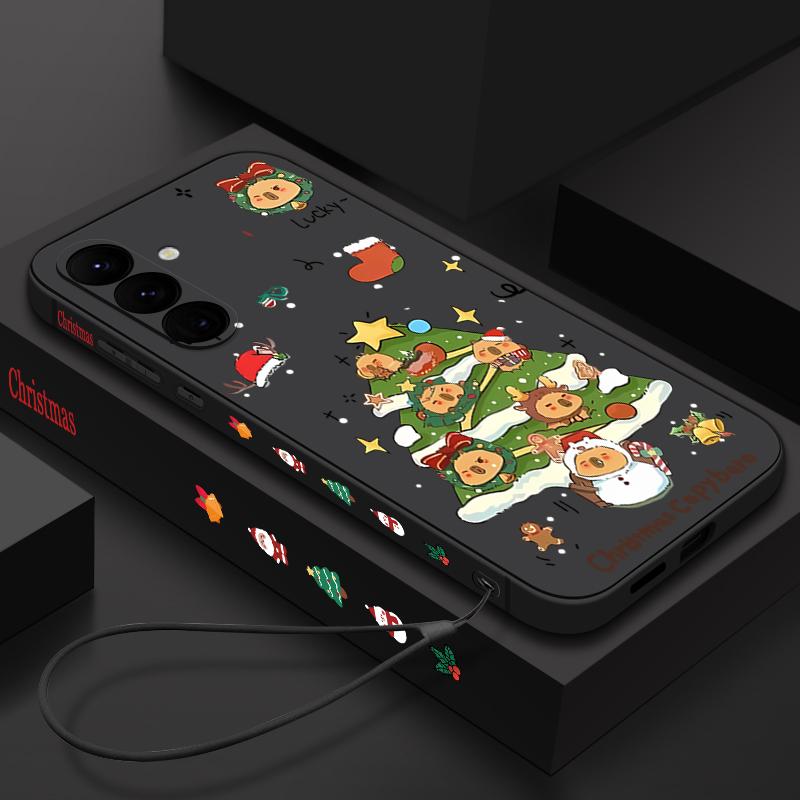 Christmas Tree Pattern Case For Samsung Galaxy S25 S24 Ultra S23 S22 Plus S21 FE A15 A16 A17 A26 A35 A36 A54 A55 A56 5G Lanyard Case Cover Funda