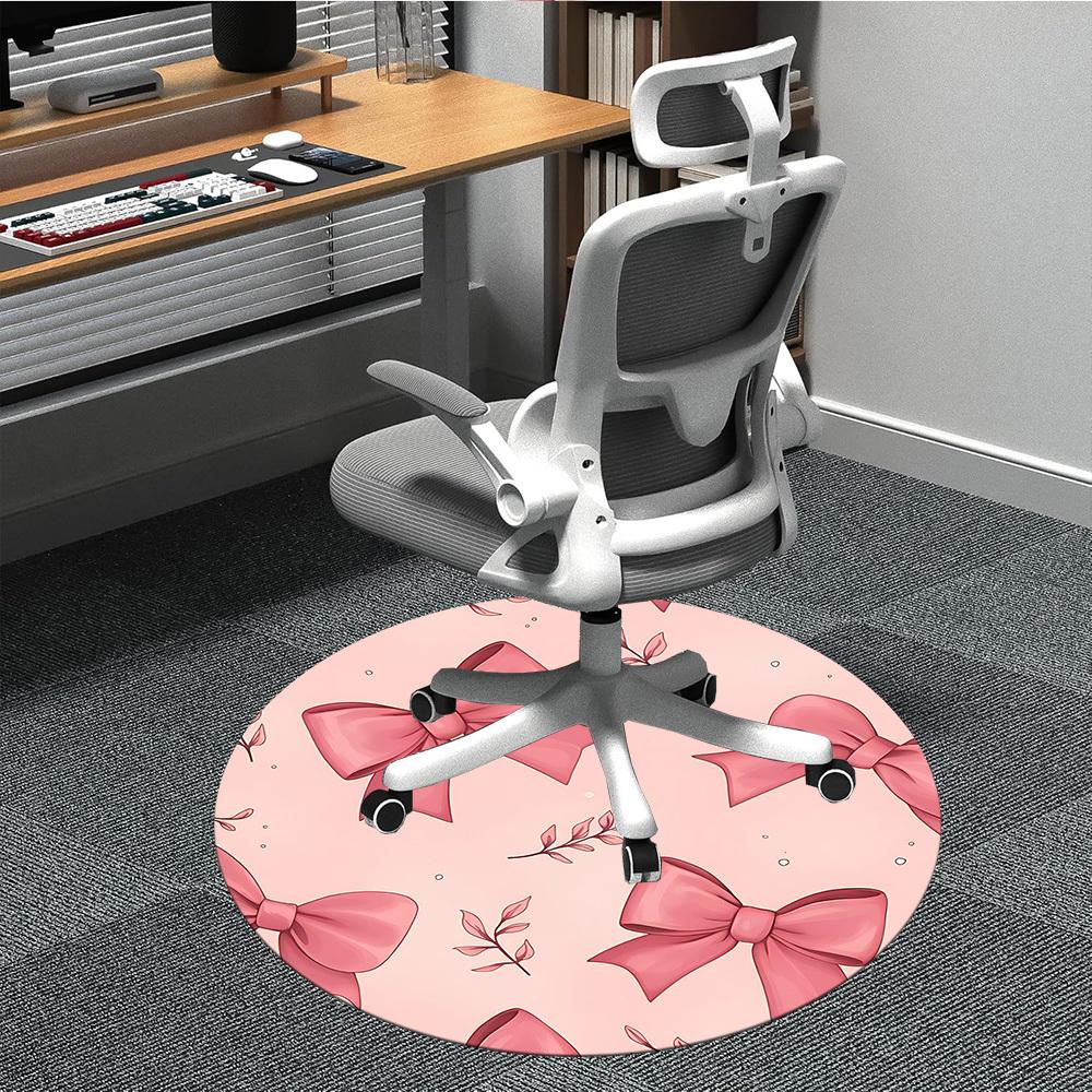 1pc Bows Floral Office Round Area Rug, Indoor Mat Suitable ForOffice, Under Office Chairs Bedroom Living Room Home Decor, Room Deco, D086