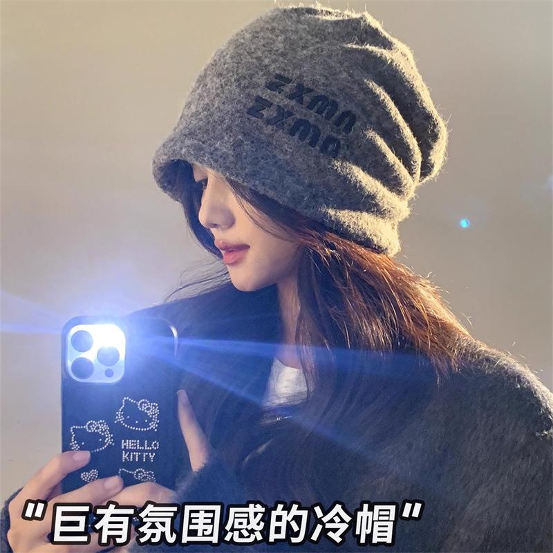 Slouchy Cozy Chic Retro Stacking Hat Women's Autumn Winter Hoodie Warm Soft Hat Fashion Ear Protection Cold Windproof Hat Female