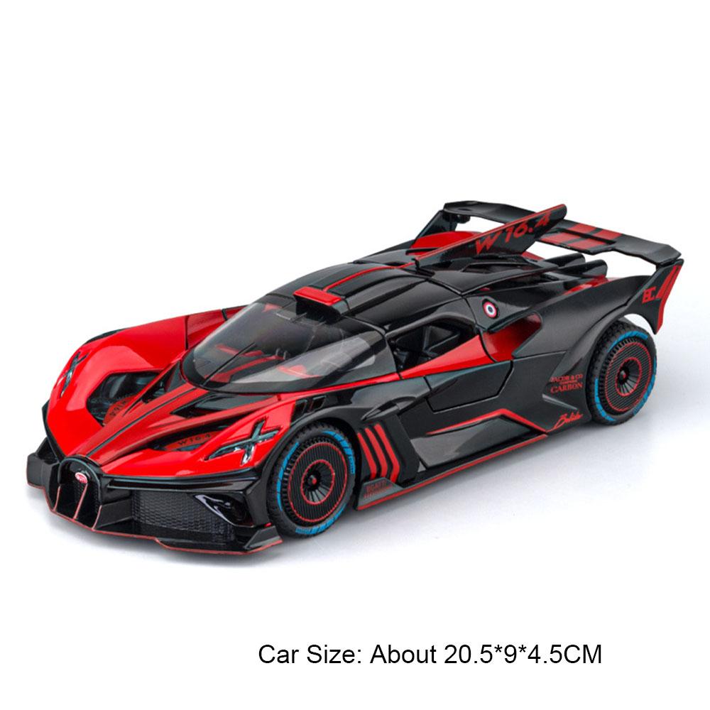 1:24 Scale Tourbillon Bolide Car Model Toy Sound Light Pull Back Doors Opened Sports Cars Spray Miniature Models Collection Gift