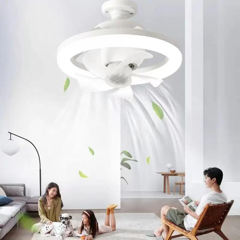 New LED E27 Screw Moving Head Ceiling Fan Lamps Silent White Light Three-color Fan Lights Bedroom Living Room Home Lighting Hot