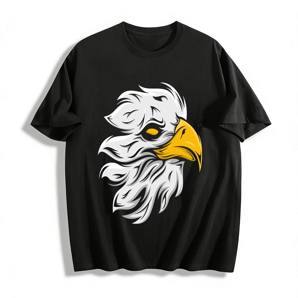American Bald Eagle Print Casual Top Trendy Street Style Loose T-Shirt Pure cotton T-shirt XXS