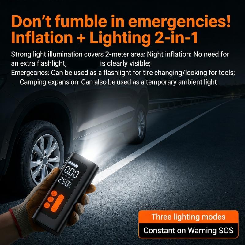 Cordless Tire Inflator With Digital Display 150PSI Rechargeable Battery For Cars Motorcycles Balls Swimming Pool Toys