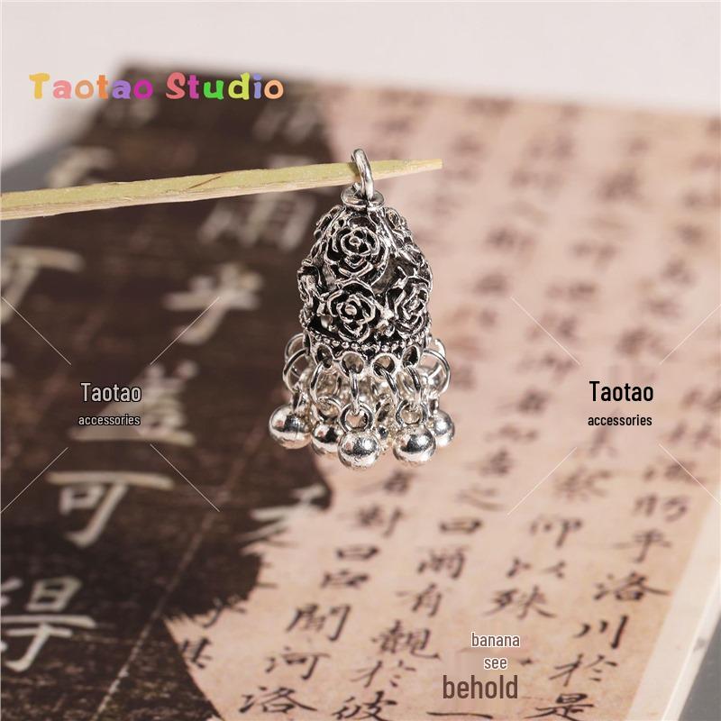 Three-Way Tassel Dangle Pendant Antique Silver Crystal DIY Bracelet Necklace Accessories