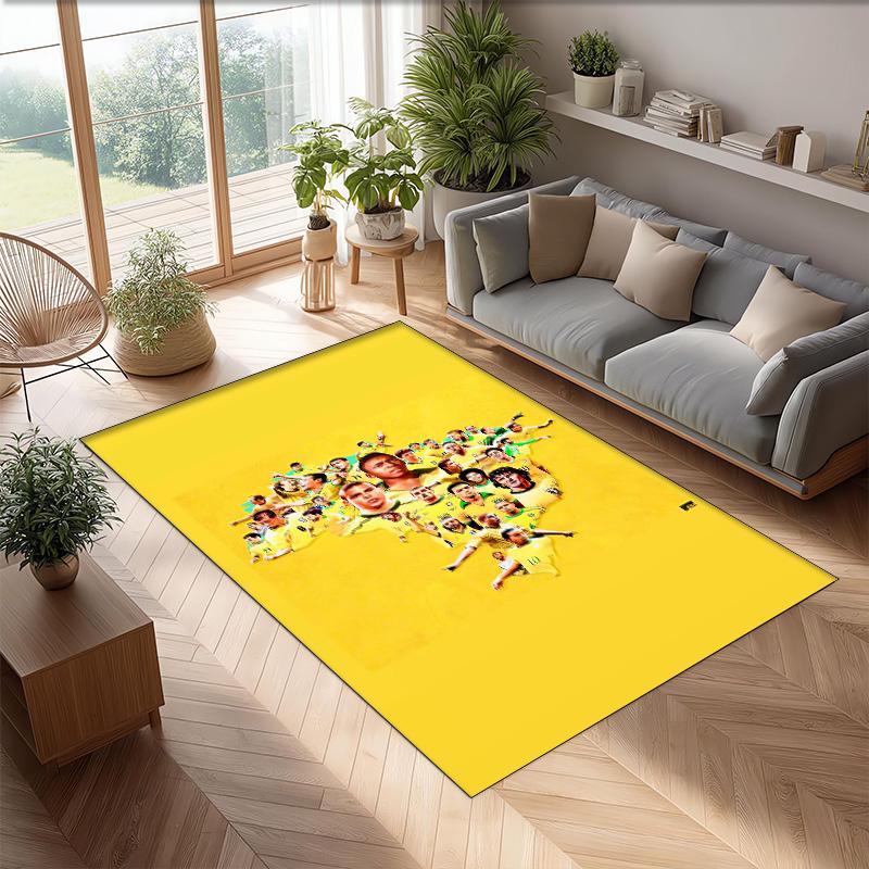 Brazil national football team Printed Flannel Area Rug Non Slip Soft Polyester Floor Carpet Indoor Decor Mat for Bedroom Living Room Sofa